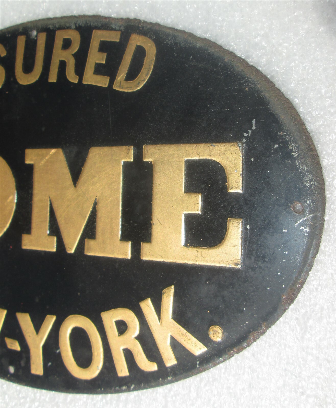 HOME NEW YORK: Authentic Insurance Company Tin Fire Mark- SIGN/MARKER BU #233