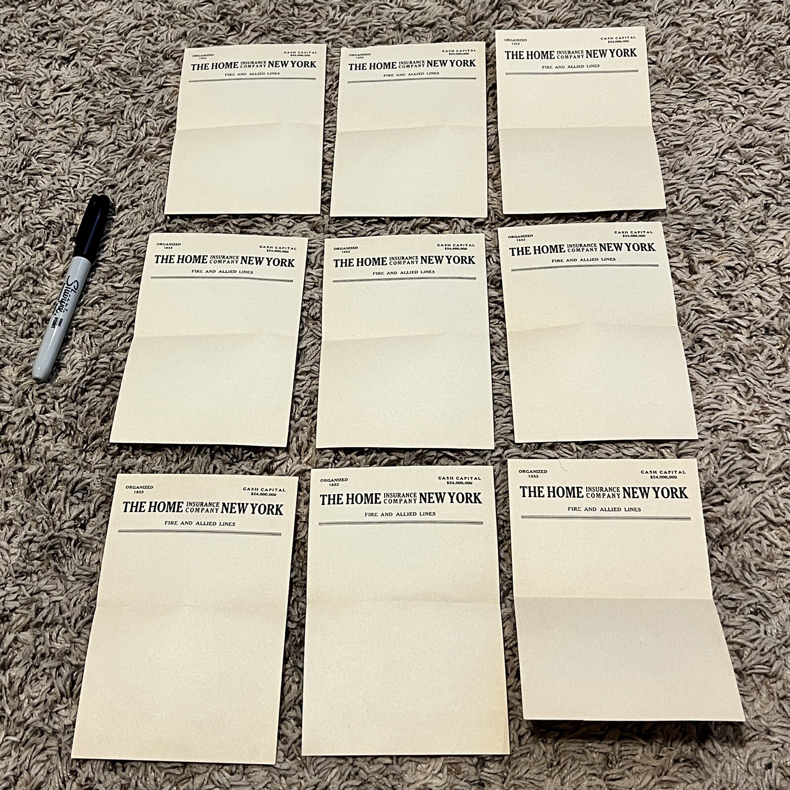 HOME INSURANCE COMPANY NEW YORK LOT OF 9 UNUSED NOTEPAD PAPER