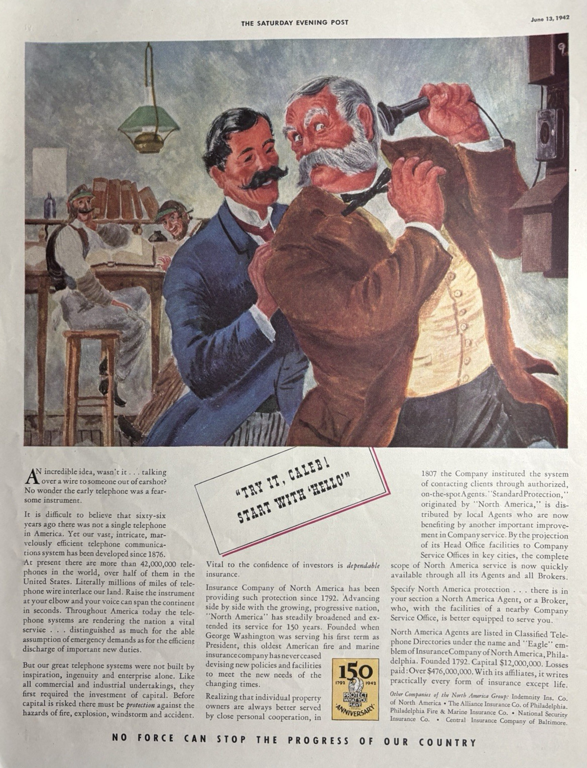 1942 North American Insurance Companies Philadelphia Progress Vintage Print Ad