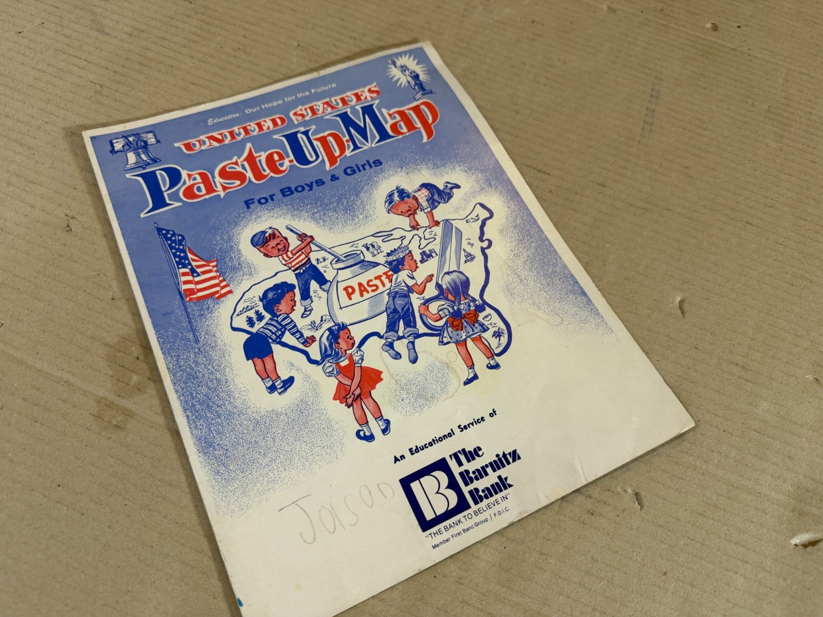 United States USA Paste-up map sticker book Vintage Collectible