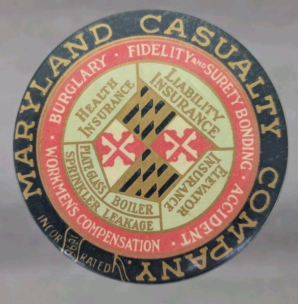 Vintage Maryland Casualty Company Paperweight Insurance Advertising Celluloid
