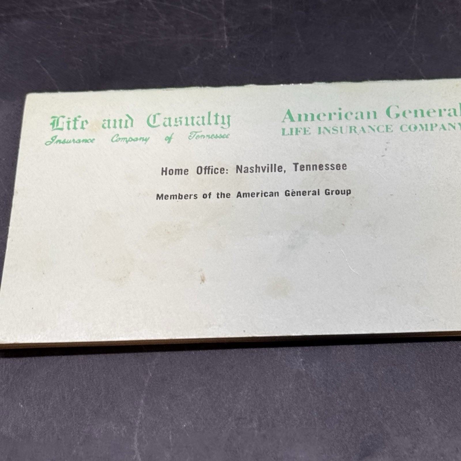 American General Life Insurance Company Nashville TN Notepad 1960s Vintage