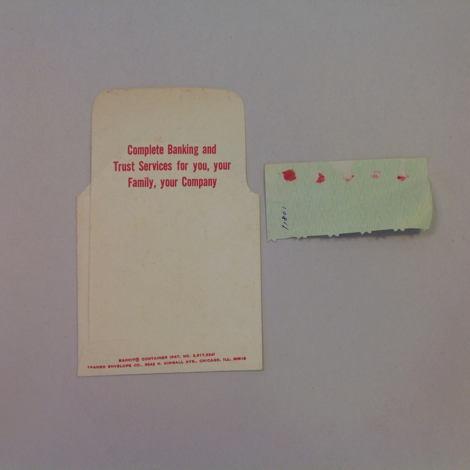 Vtg 1972 City National Bank Detroit Michigan Drive In Bankit Container and Stub