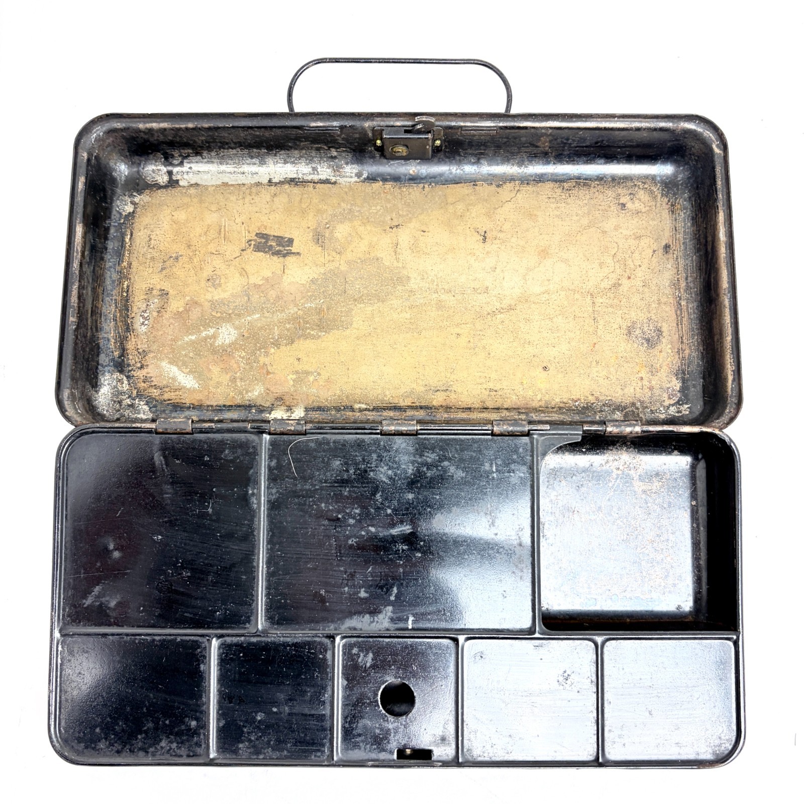 Antique Japanned Tackle Box — Bank Box w/Brass Cam & Latch — Late 19th C.