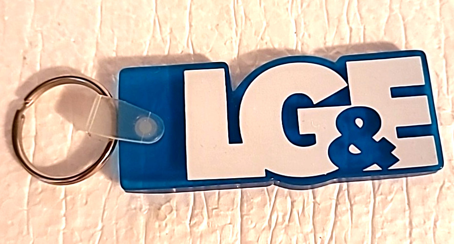 Vtg Key Chain Keyring LG&E Lousiville Gas & Electric Blue Plastic Pliable
