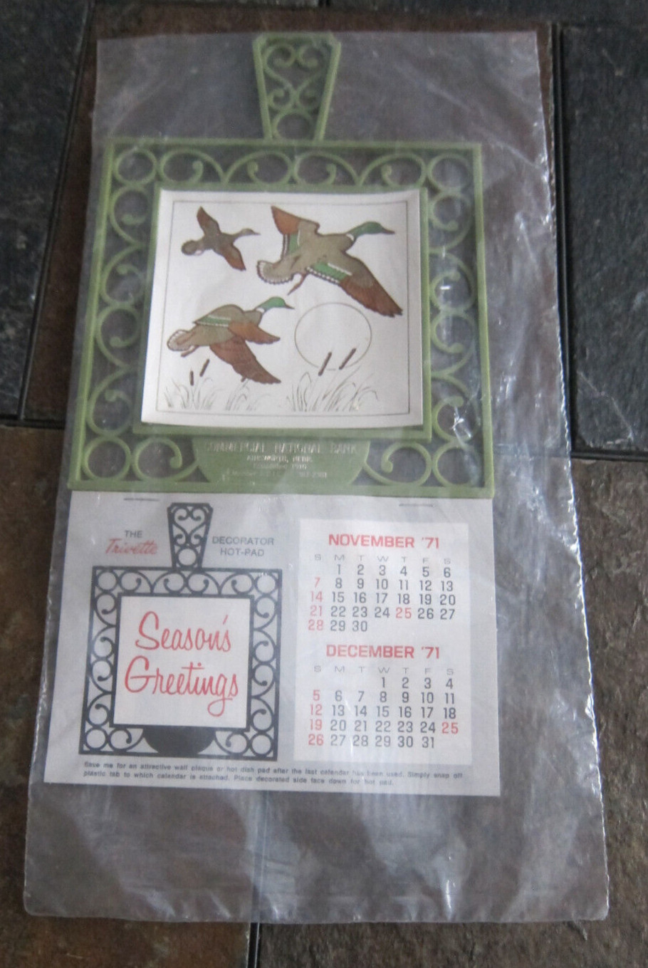 1971 wall hanger Calendar Commercial National Bank Ainsworth Nebraska