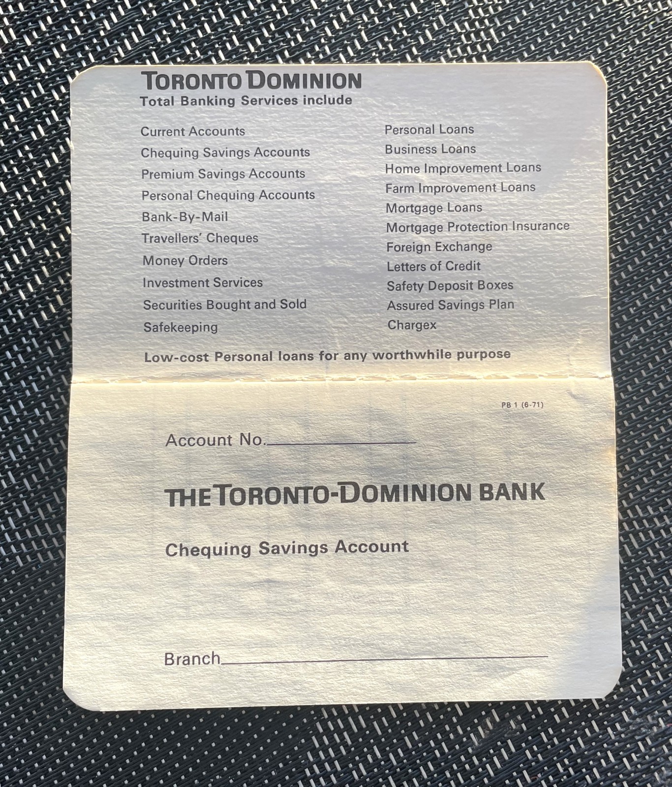 **ERROR** Vintage, 1980s, Royal Bank Savings Account Book, T/D Inside, Hand Post