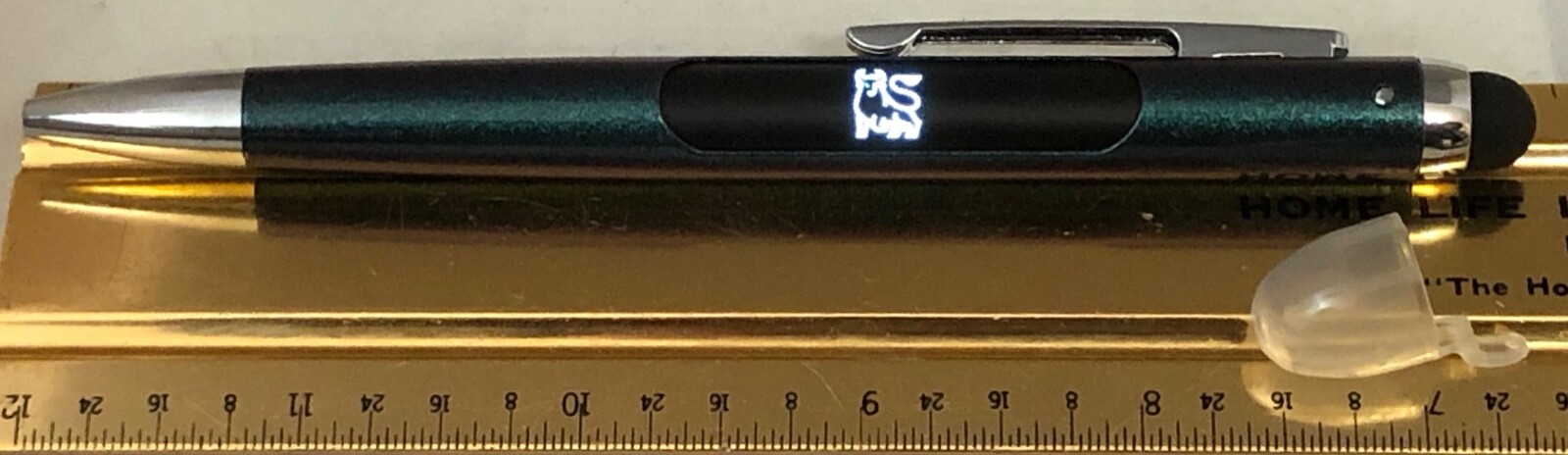 MERRILL LYNCH BLUE SPARKLE BALL POINT PEN BULL LOGO LIGHTS UP FREE SHIPPING