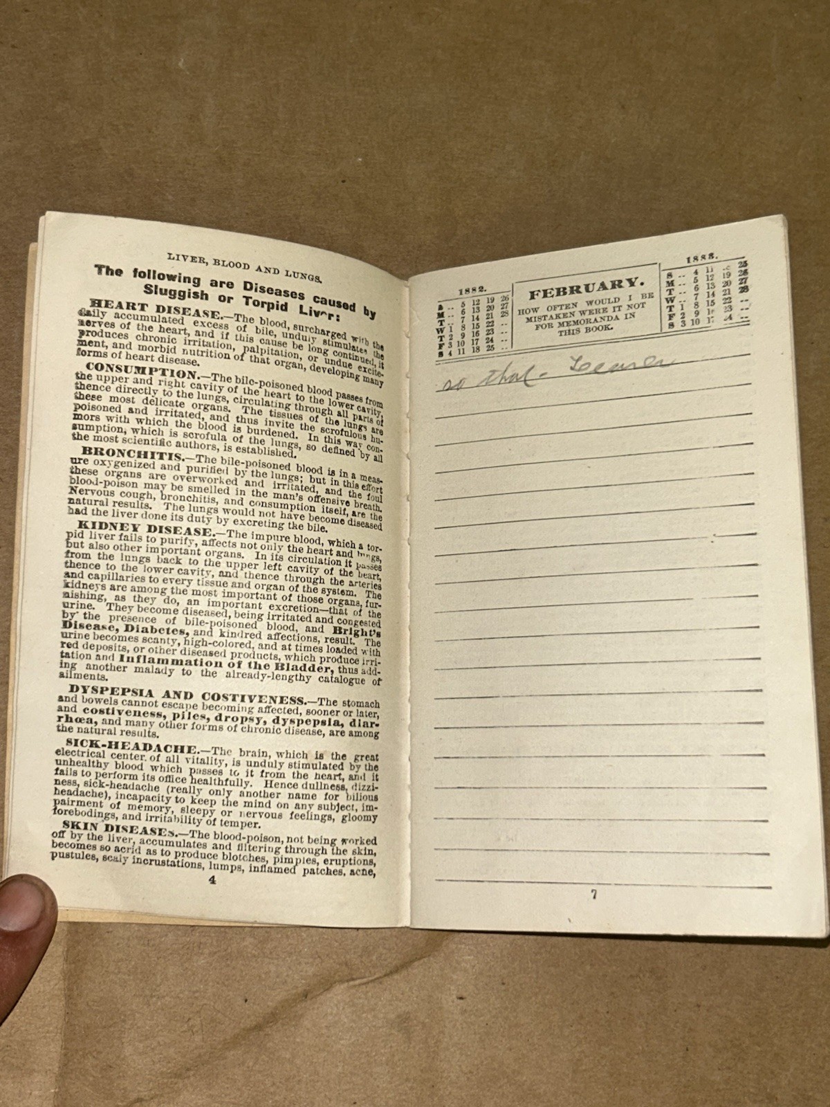 1883 Pierce’s Memorandum Account Book World’s Dispensary Medical Ass. Buffalo NY