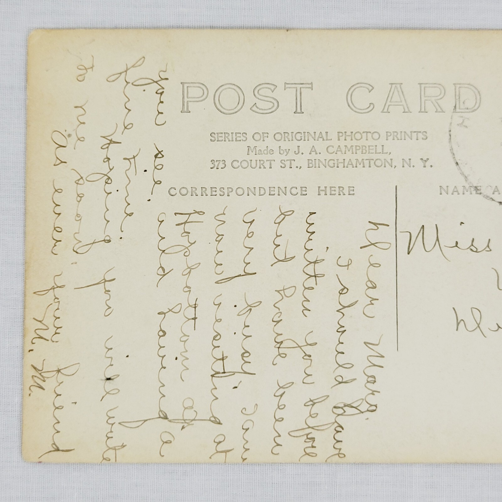 Rare c1912 Hop Bottom PA National Bank RPPC J.A. Campbell Real Photo Postcard