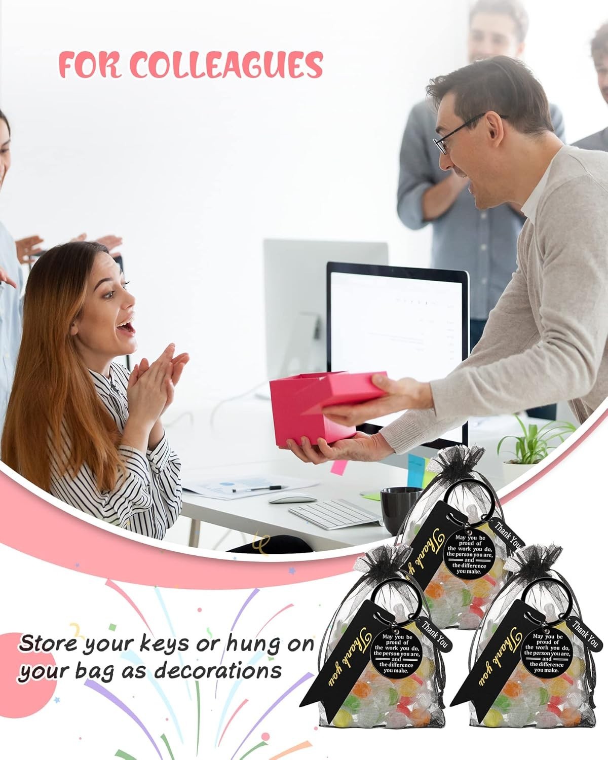 300 Bulk Employee Appreciation Gifts: Keychains & Cards for Coworkers & Teachers