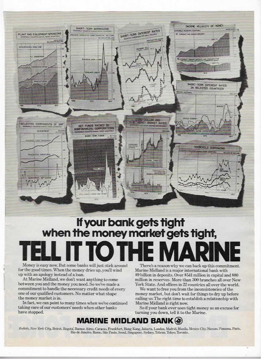 1977 Marine Midland Bank “Tell It To The Marine” Vintage Print Advertisement