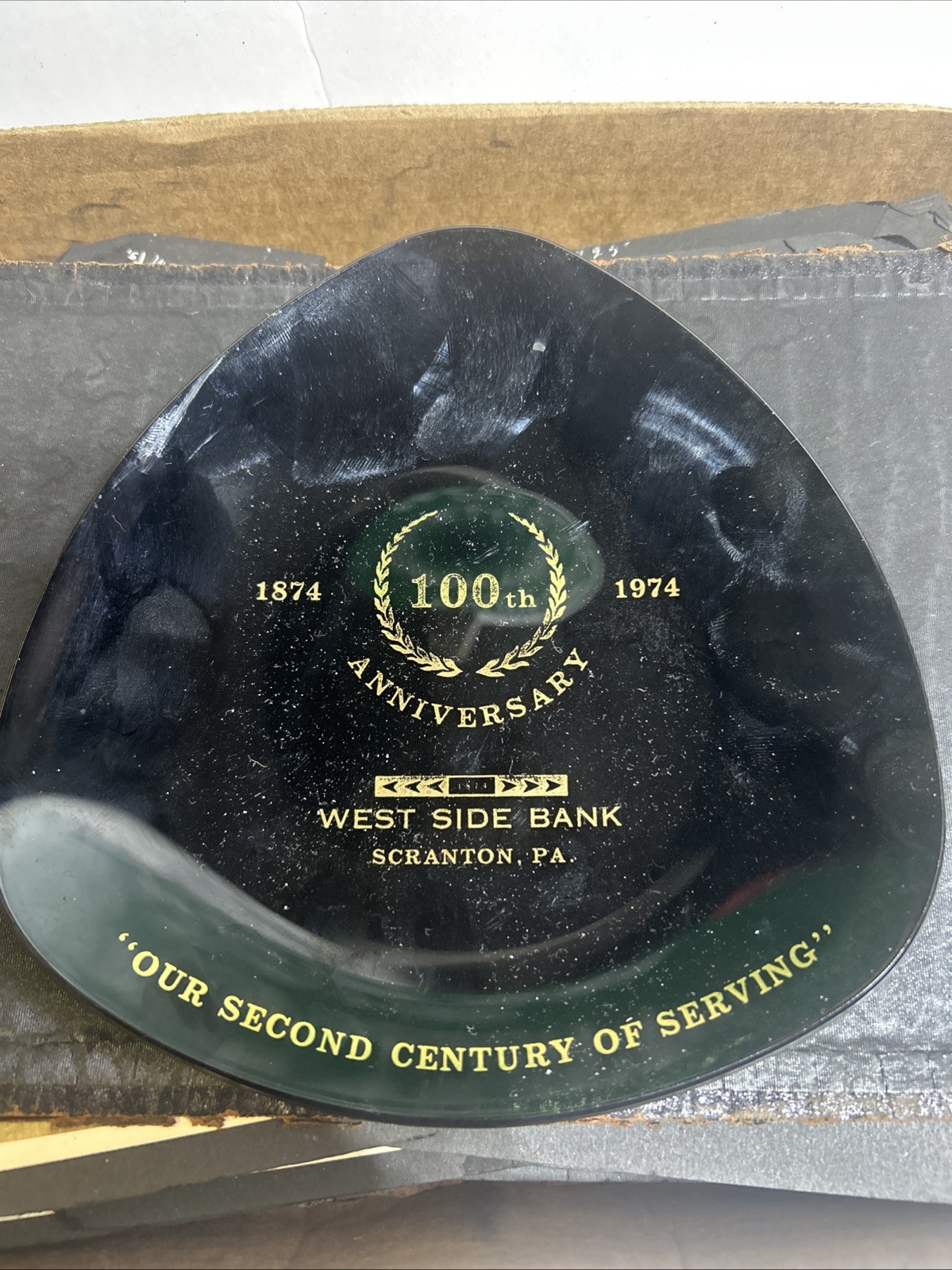 WEST SIDE BANK SCRANTON,PA 1874-1974 100TH ANNIVERSARY Glass Tray