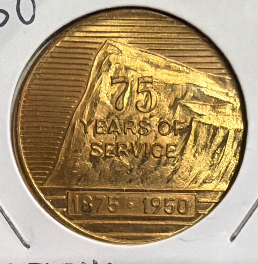 1950 Vintage Prudential Insurance 75th Anniversary Brass Token