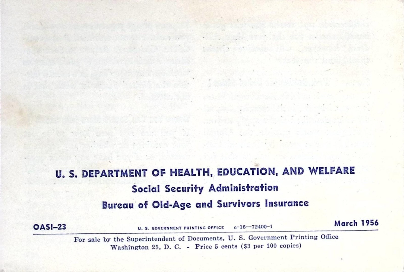 1956 Social Security Benefit Payments Booklet Government Pamphlet Insurance