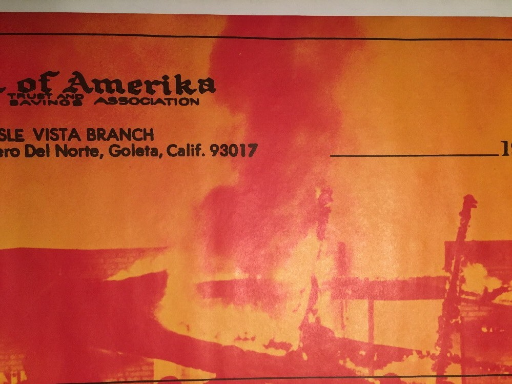 Vintage Poster Bank Of America Check On Fire 1970’s Headshop Ephemera Pin-up