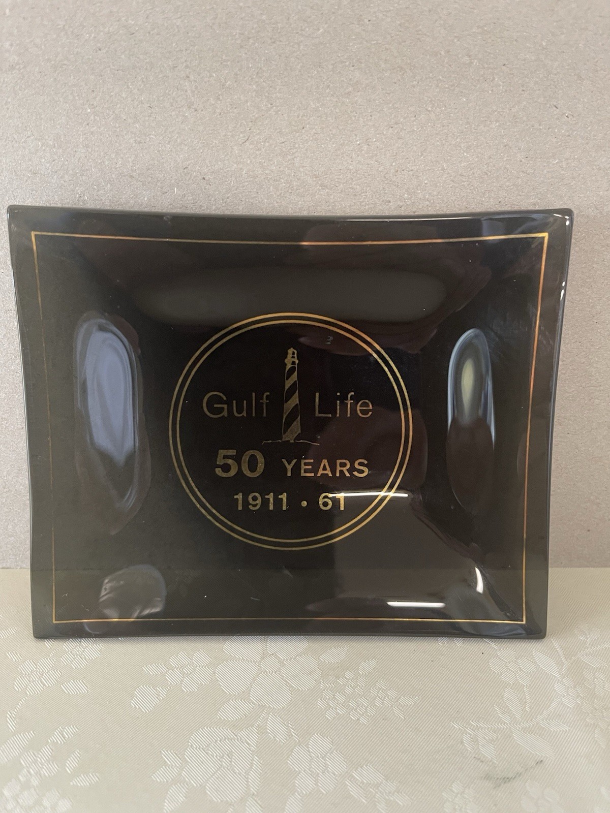 Gulf Life Insurance Glass Trinket Dish 1961