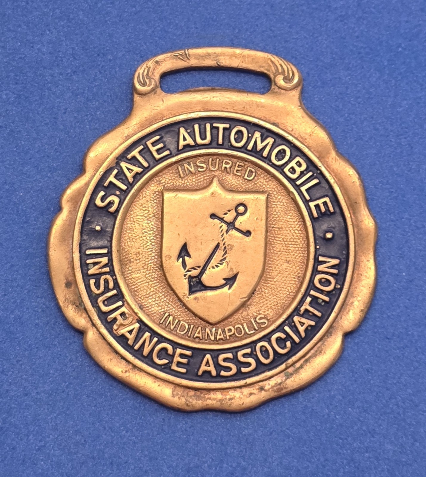 Vintage State Automobile Insurance Association Watch Fob Indianapolis Indiana