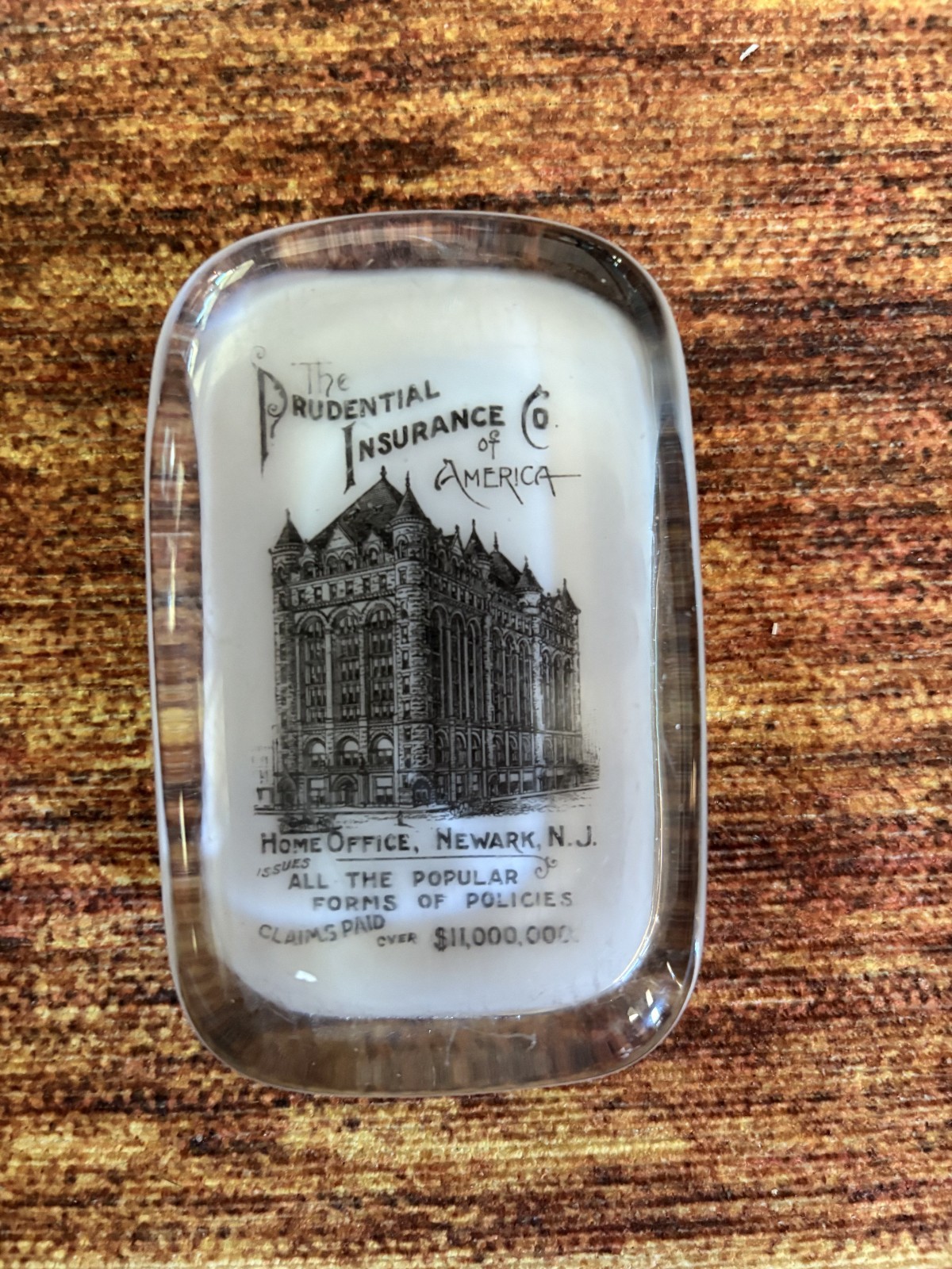 Vintage Prudential Insurance Co. of America Glass Paperweight