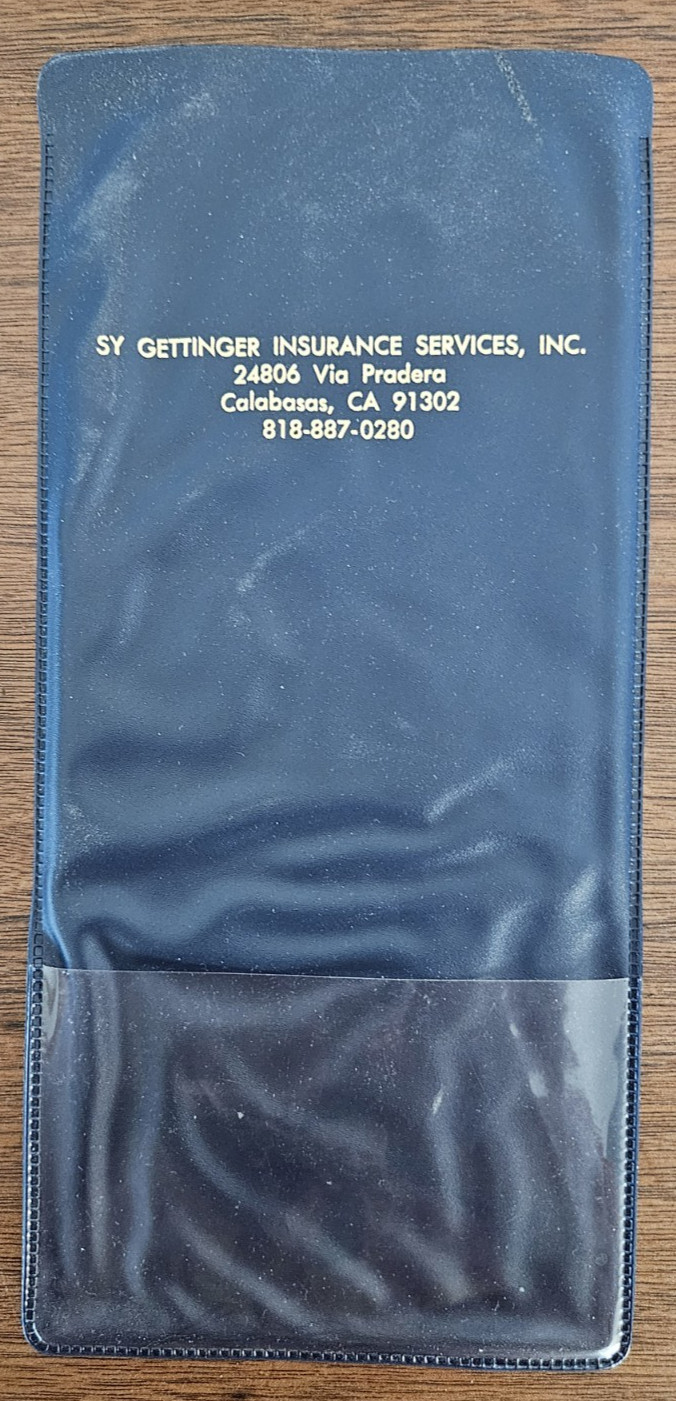 VTG Calabasas, CA Gettinger Insurance Co Automobile Vehicle Document Map Holder