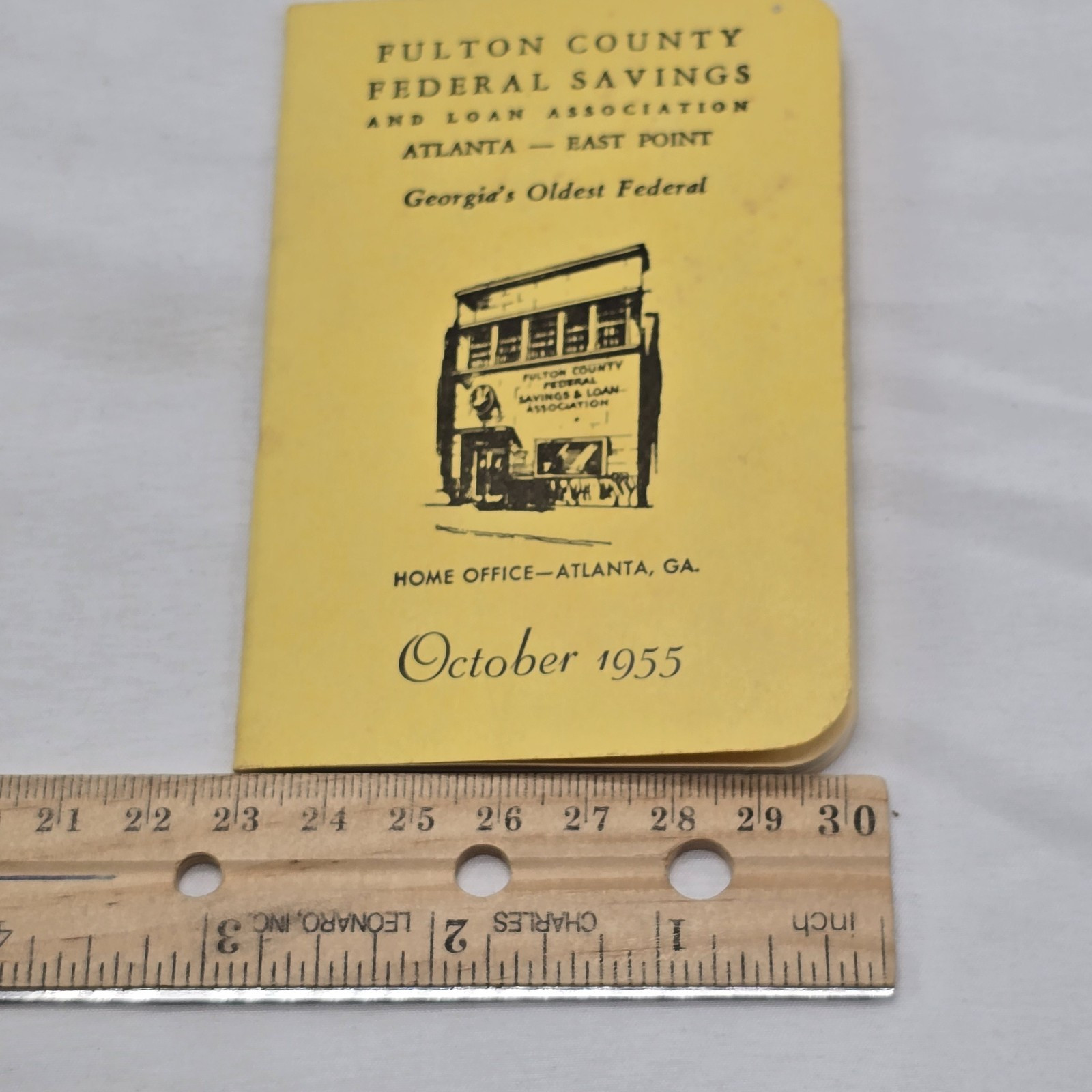 Vtg Fulton County Federal Savings & Loan Pocket Size Calendar Book October 1955