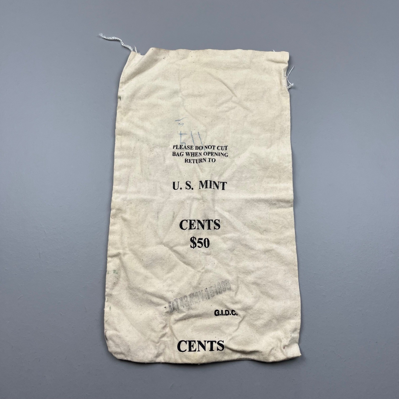 US Mint Coin Bag Unisex OS Cream Canvas $50 Cents G.I.D.C. Vintage Money Pouch