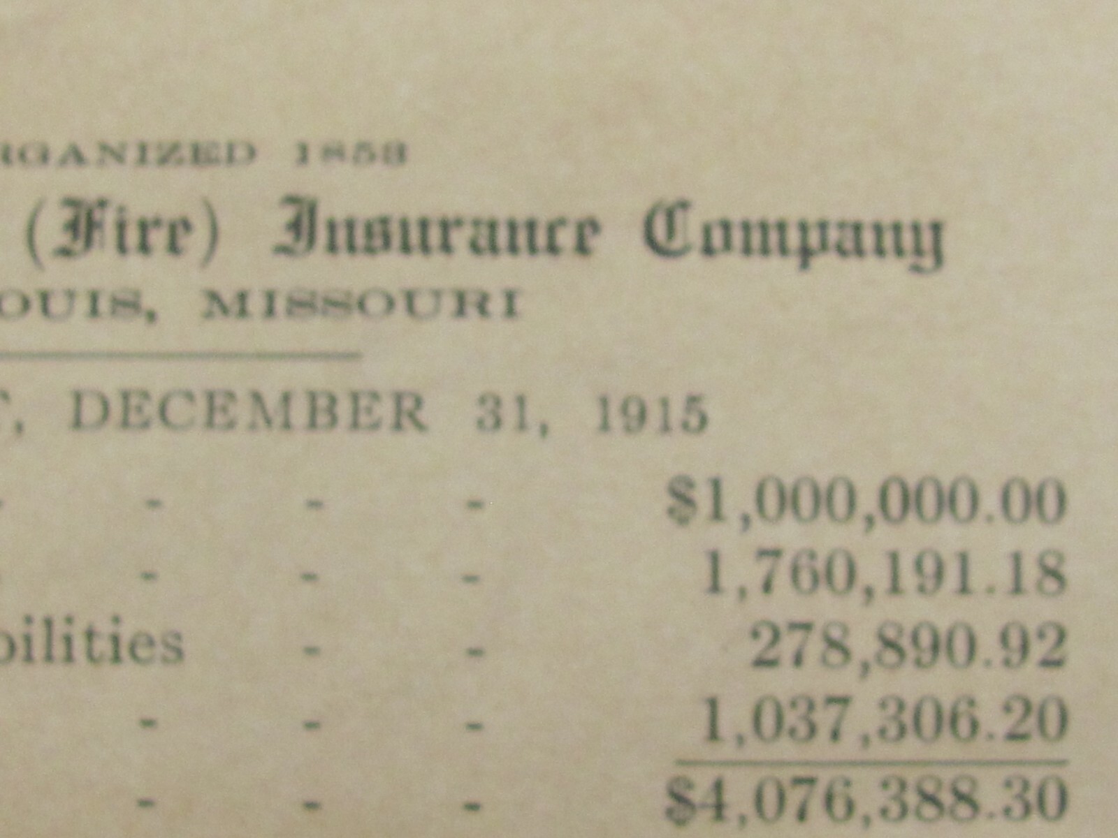 1916 BUSINESS TRADECARD AMERICAN CENTRAL INSURANCE ST LOUIS – W I LEAR EWING MO