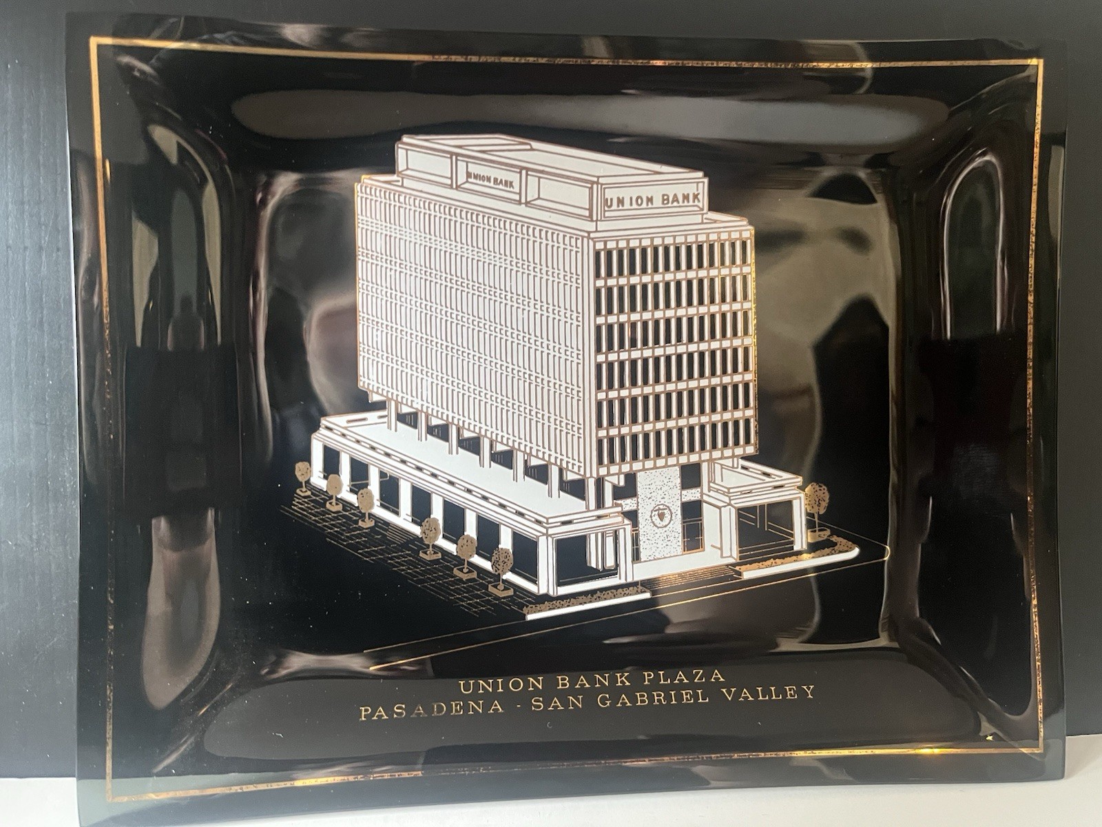 1960’s Smoky glass promotional Trinket Dish Union Bank Plaza Pasadena Pereira