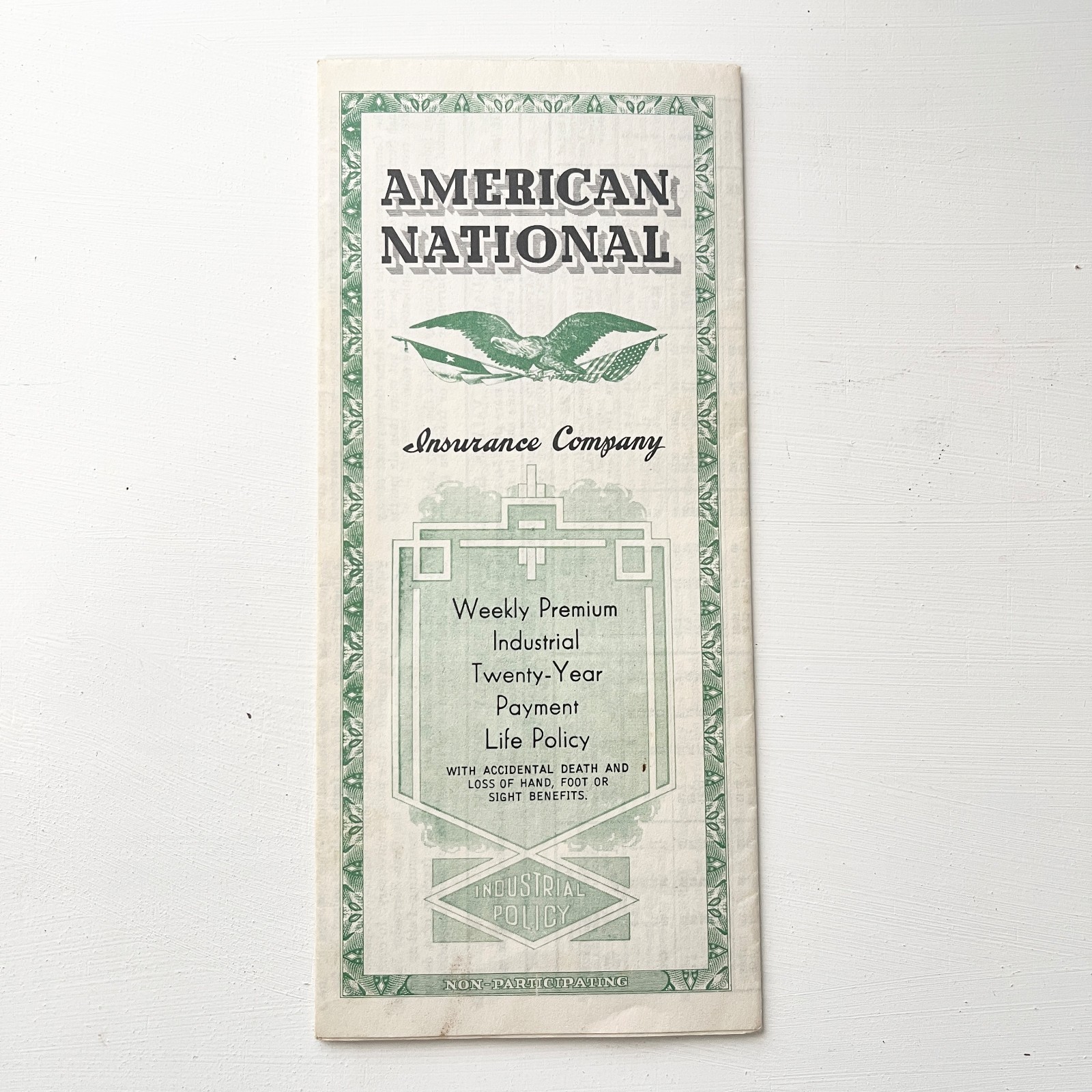 American National Insurance Company Galveston Texas Industrial Policy Ephemera