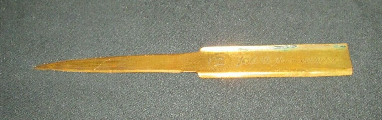 vintage BRASS LETTER OPENER 100 TH ANNIVERSARY CONNECTICUT MUTUAL SINCE 1846