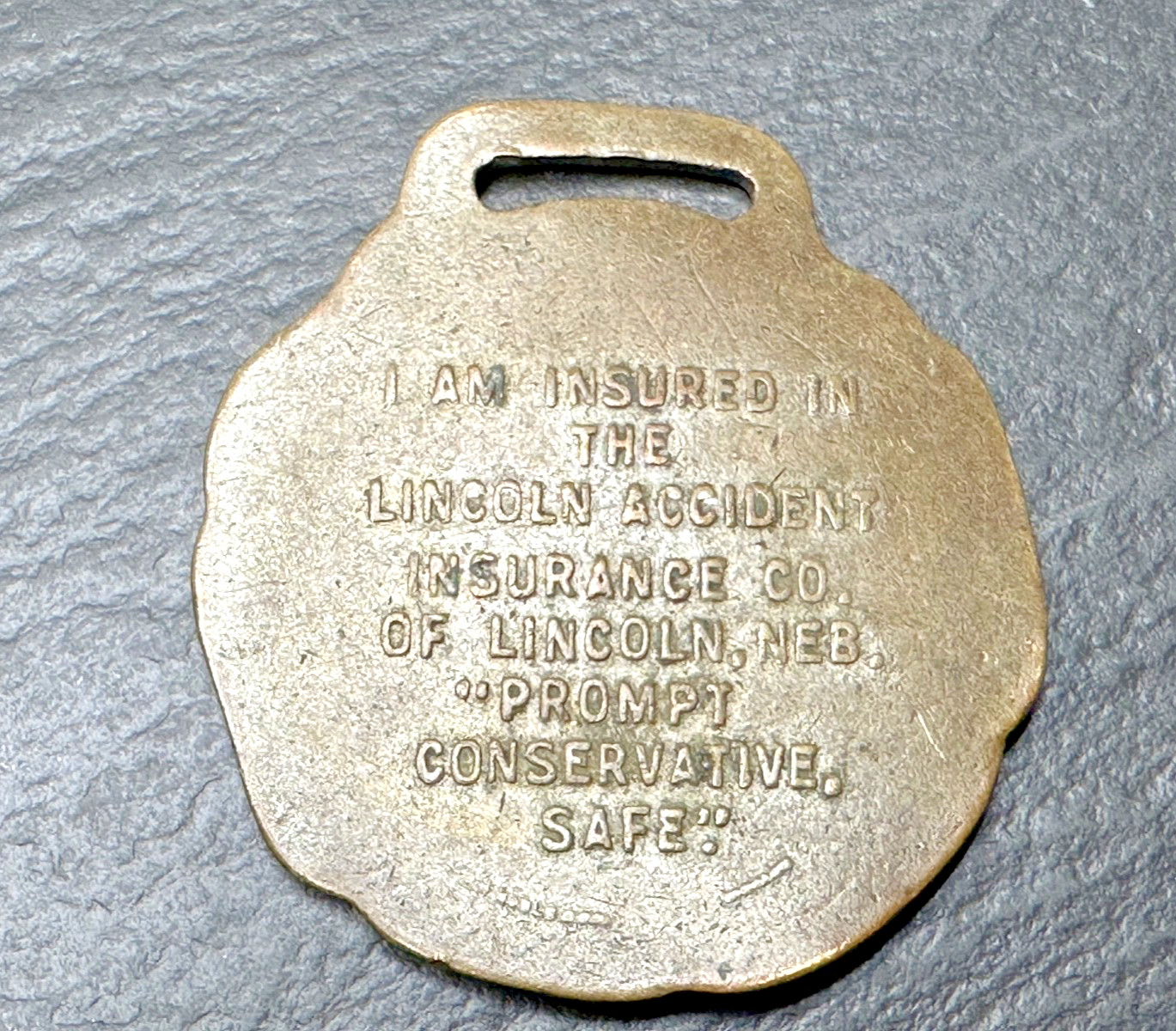 THREE VINTAGE INSURANCE ADVERTISING FOBS: H&A PAUL REVERE LINCOLN ACCIDENT N786