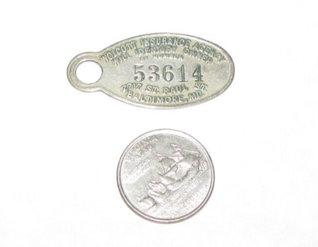 Wolcott Insurance Agency, St.Paul St, Baltimore MD~Metal Key Fob Return Reward