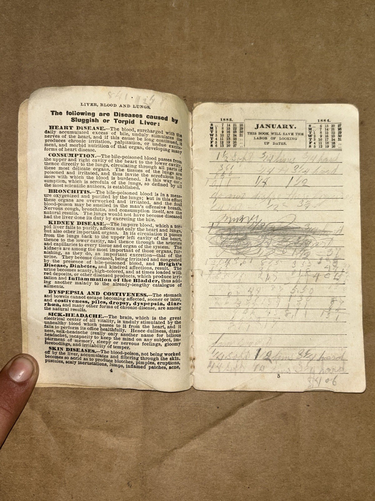 1884 Pierce’s Memorandum Account Book World’s Dispensary Medical Ass. Buffalo NY