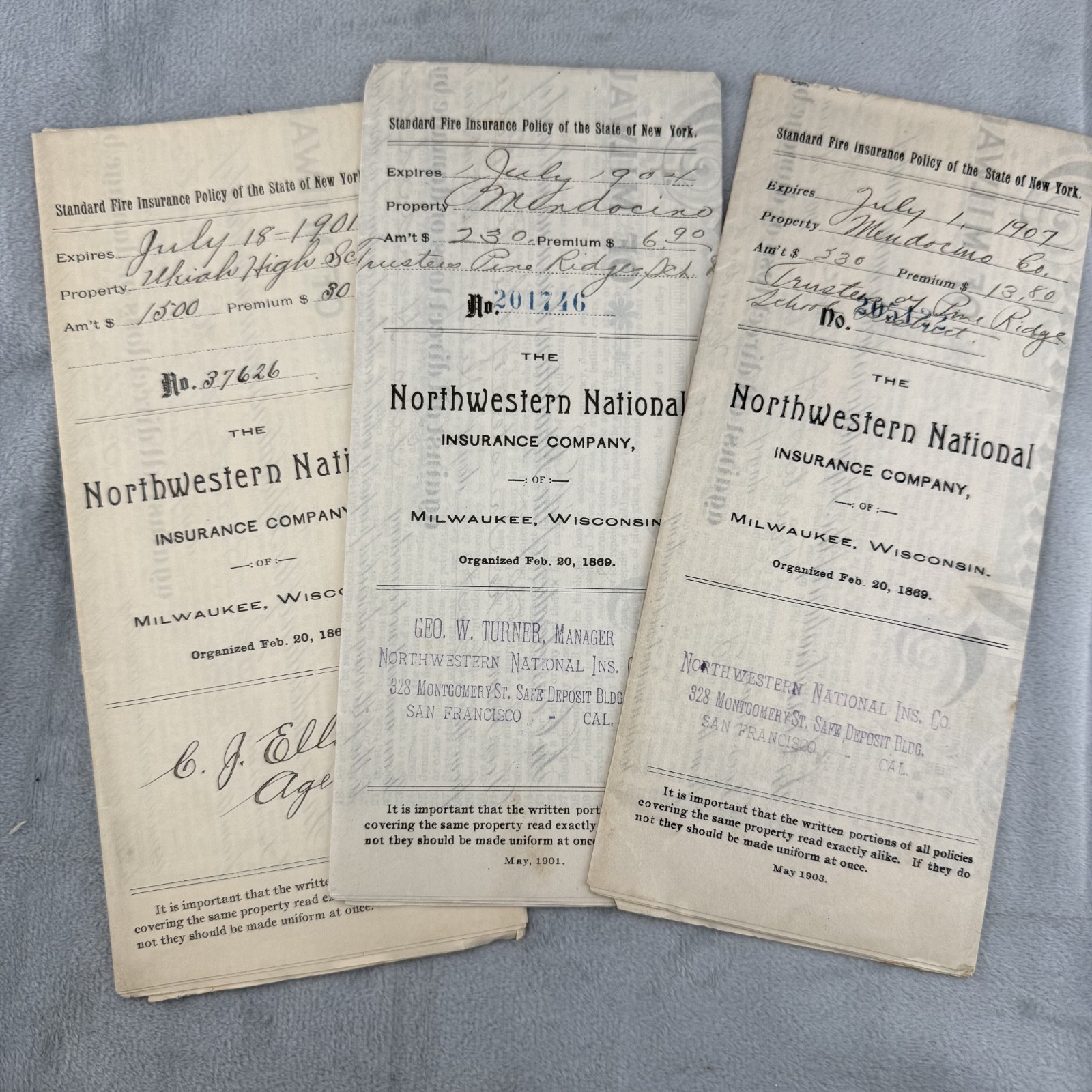 Vintage Northwestern National Insurance Company Documents Lot of 3
