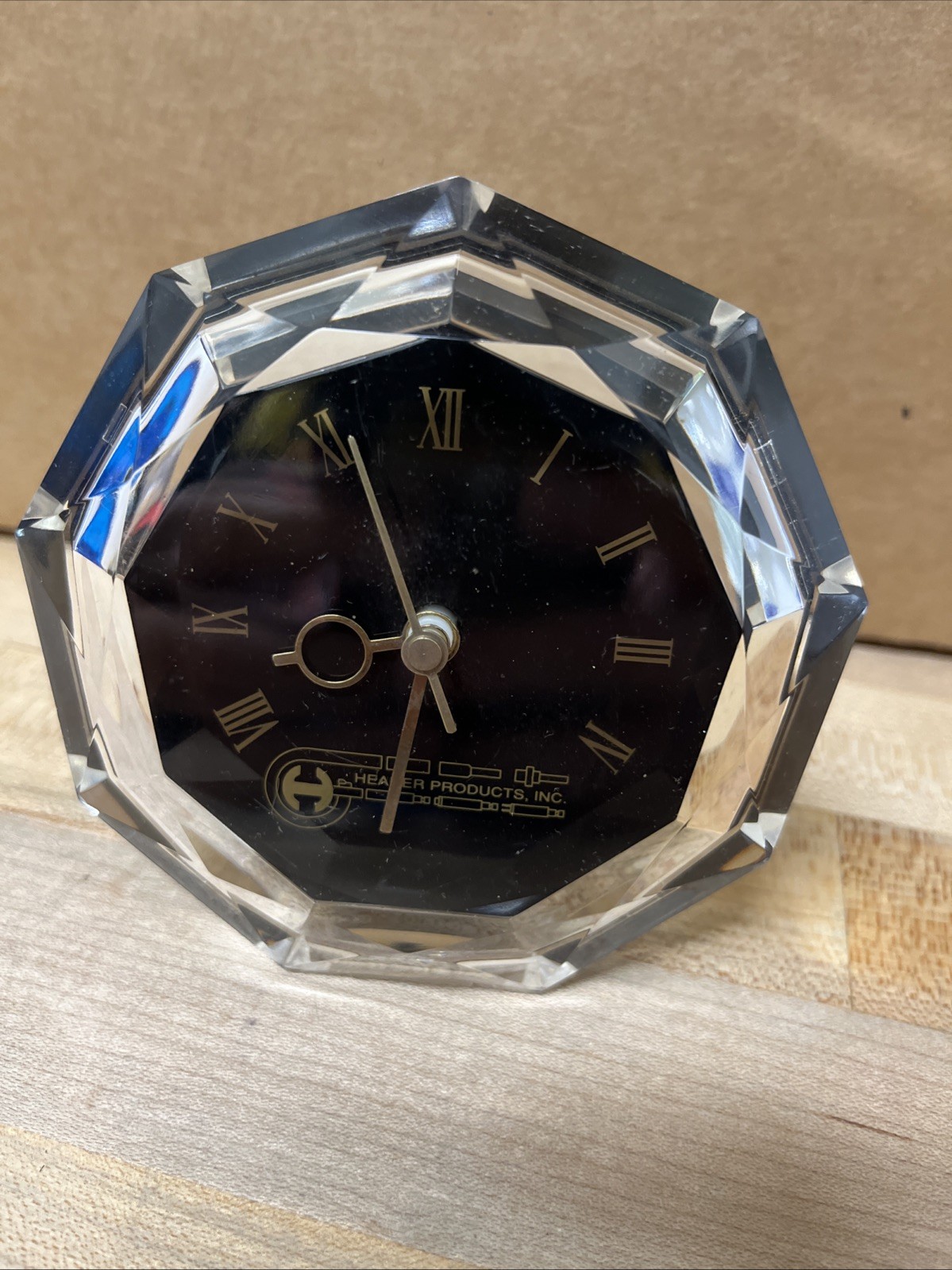Header Products Inc Quartz Clock Diamond Shape Plastic Black Face Advertising 4″