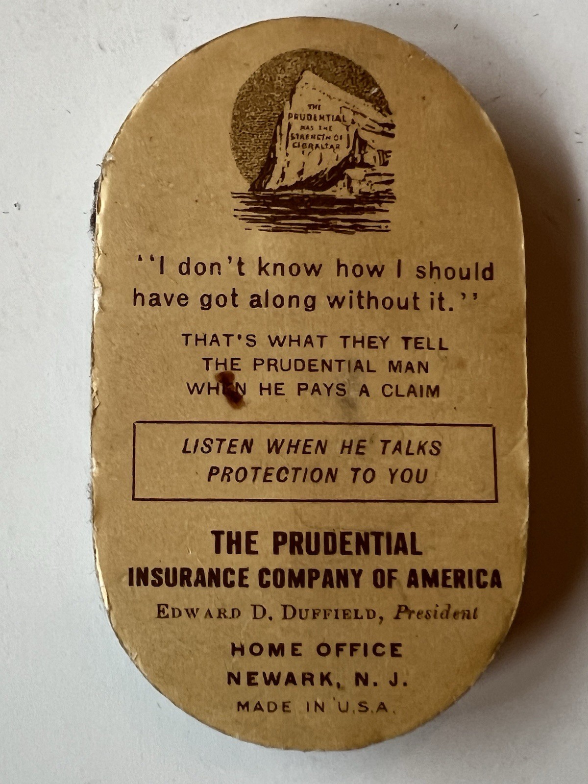 Antique c1920 Prudential Insurance Advertising-Travel Pocket Sewing Pocket Litho