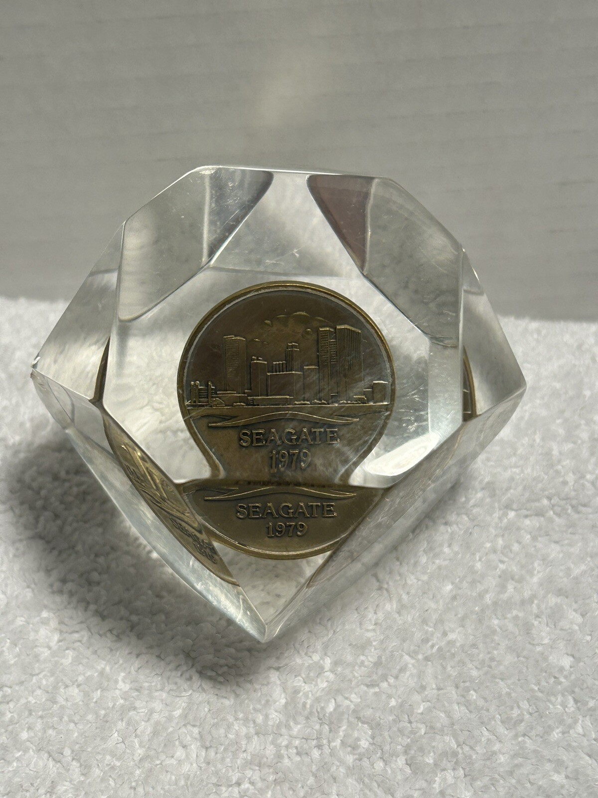 Toledo Trust One Seagate 1979 Commemorative Coin in Acrylic Mass Paperweight
