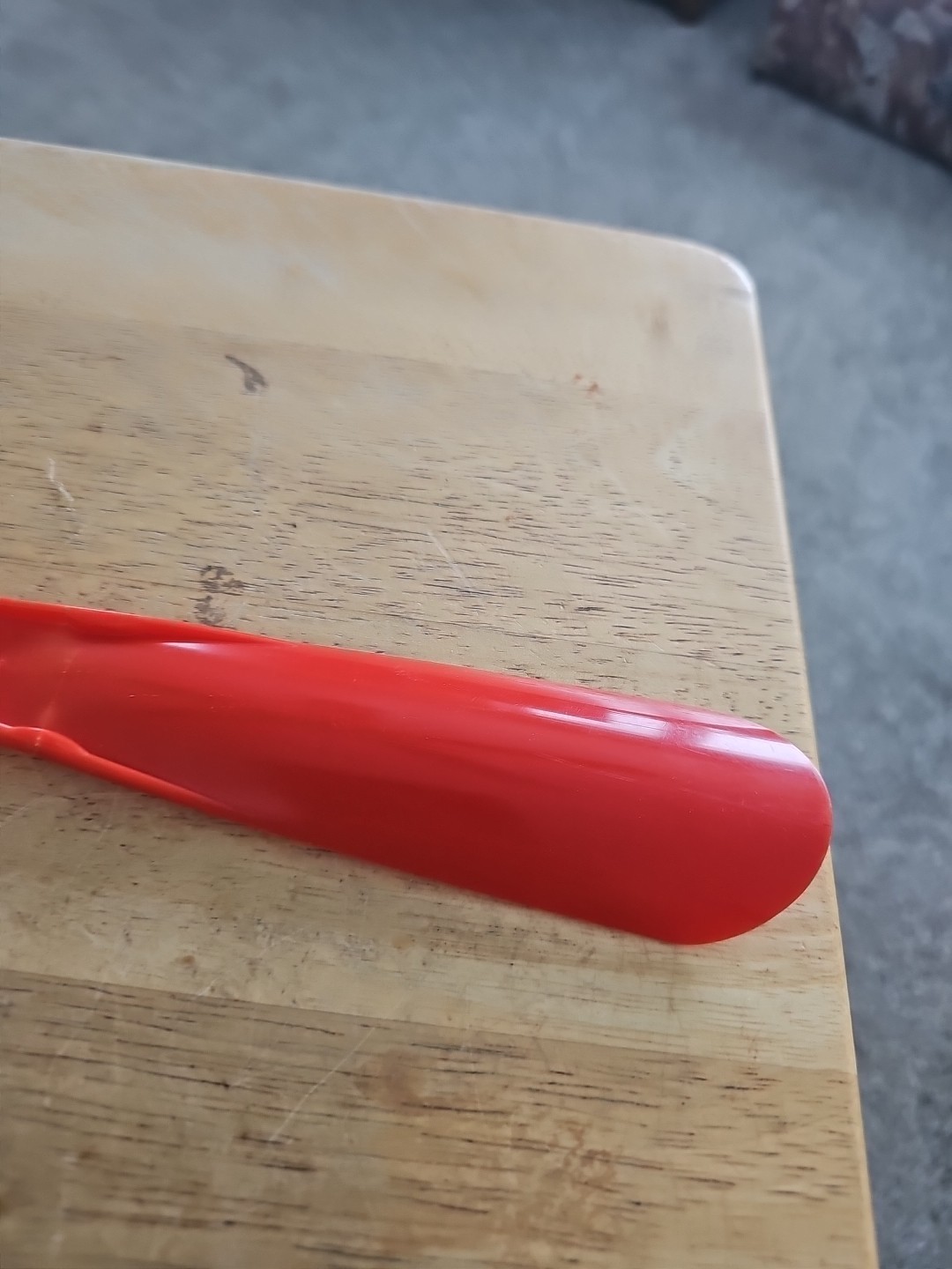 Vtg Wisconsin Telephone Co. Red Plastic 16″ Advertising Shoehorn, His, Her’s.
