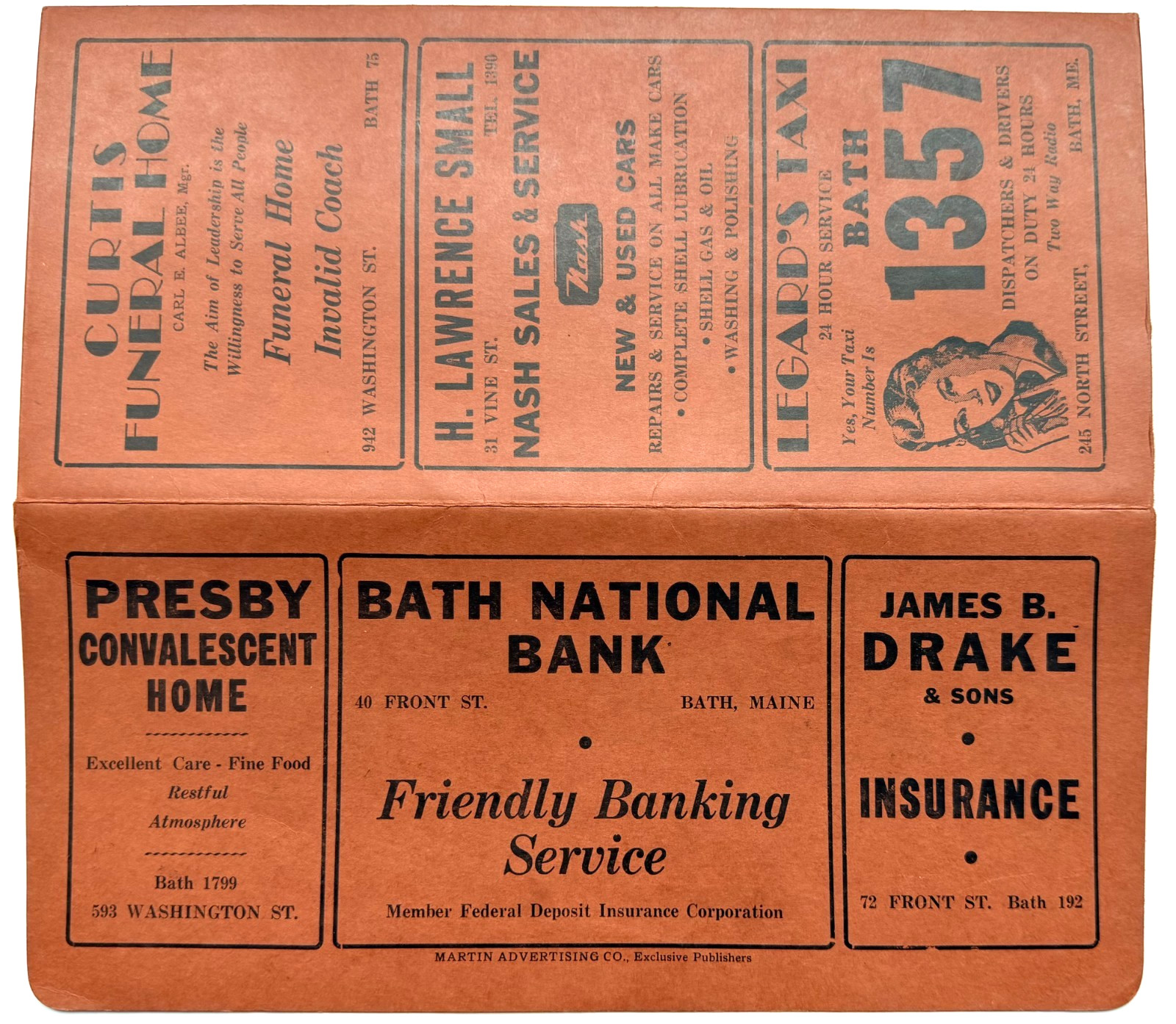 c1950s Bath Maine National Bank Envelope Multi Business Advertising NOS Unused C