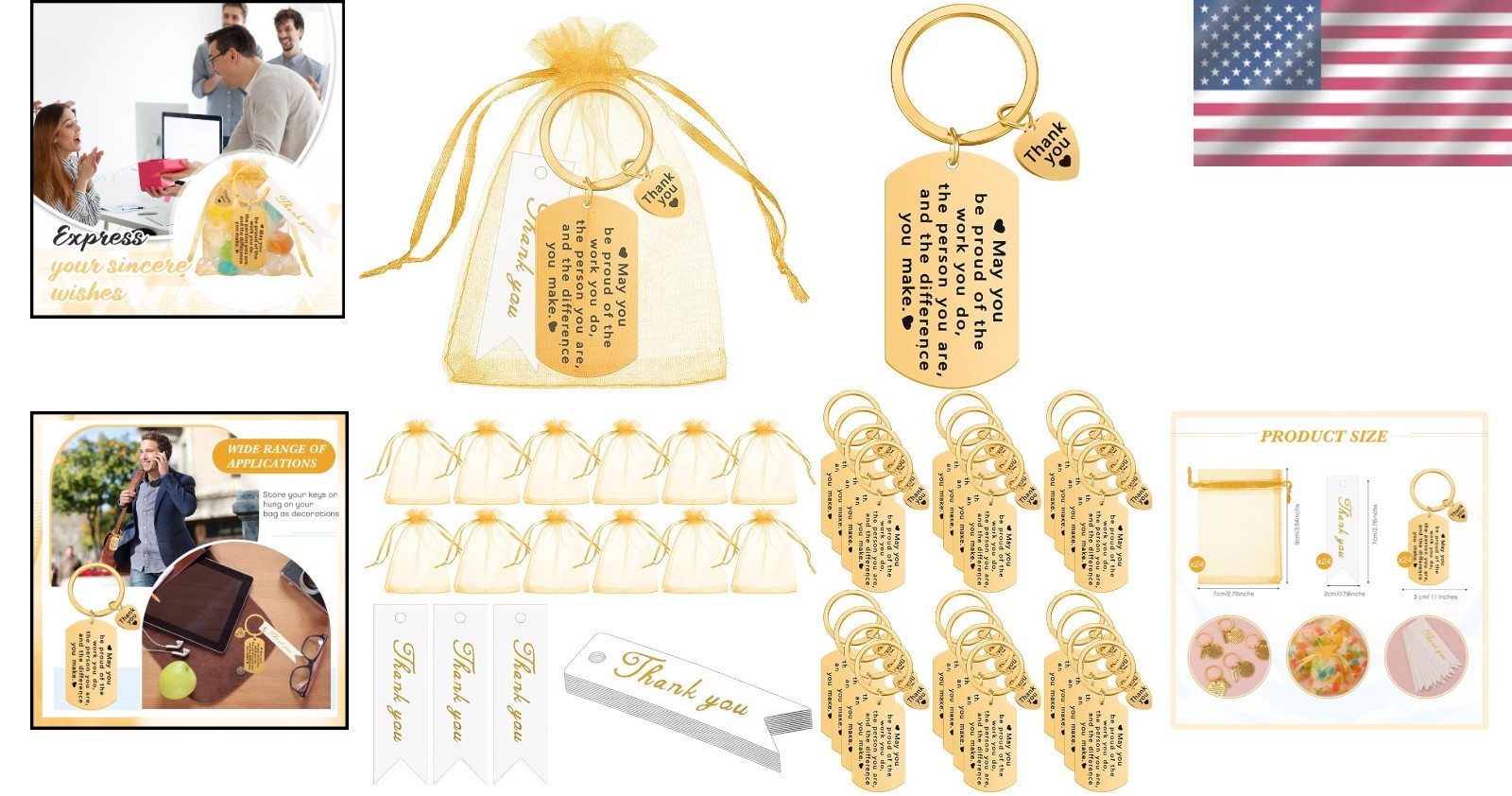 Keychain Gift Set: 72 Durable Stainless Steel Appreciation Gifts for Employees