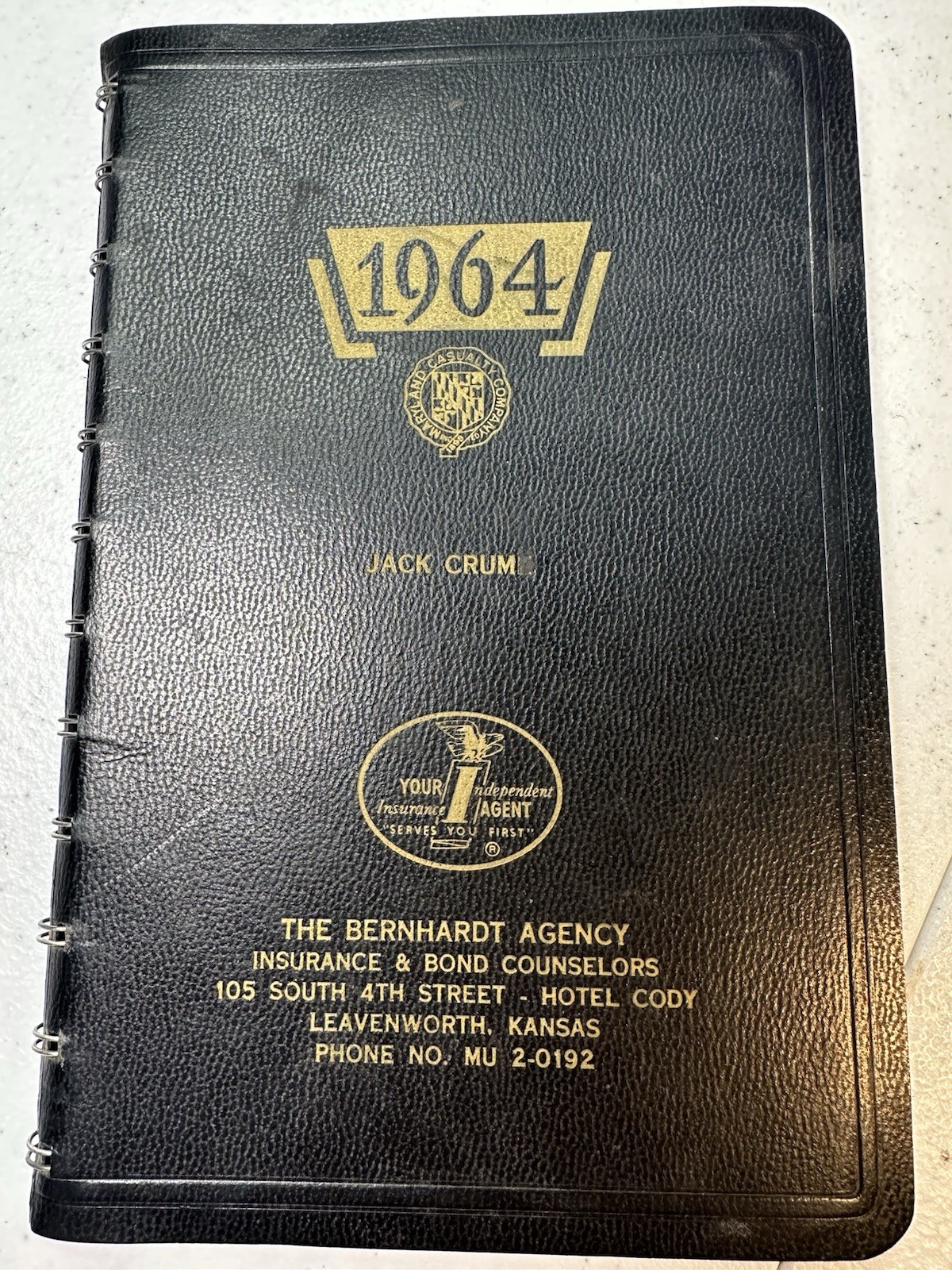 Vtg 1964 Leavenworth KS Bernhardt Agency Insurance Date Booklet