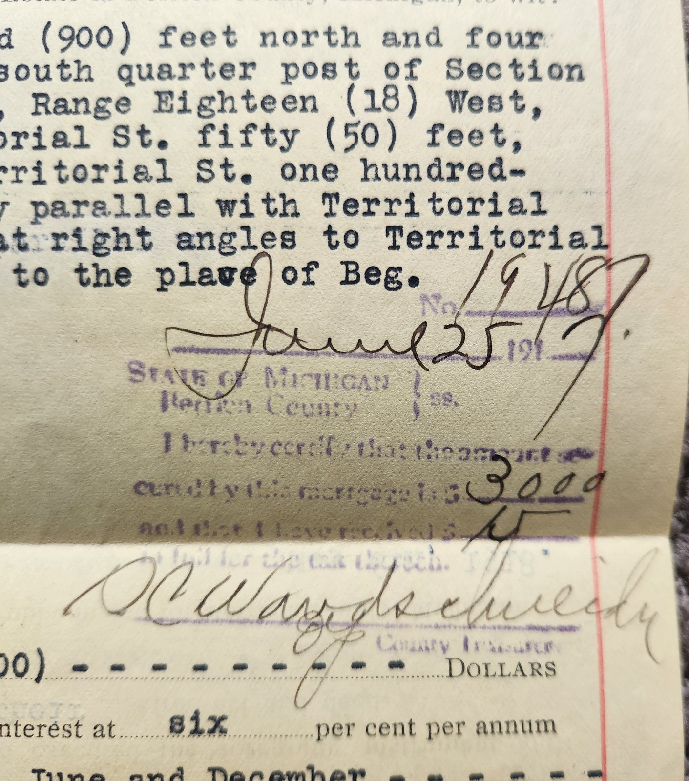 Antique 1917 Mortgage Deed Charles Schneck to A. Goldbaum Benton Harbor Mich