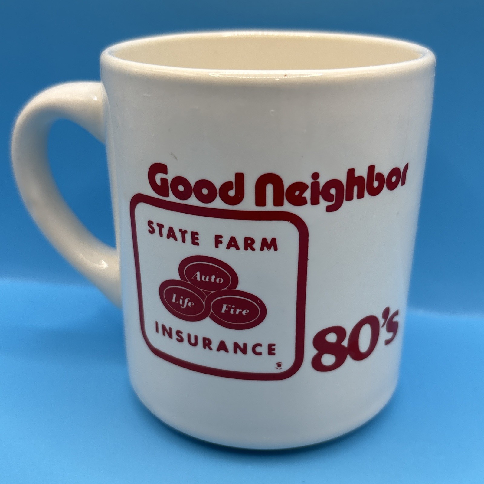 VTG 1980’s State Farm “Good Neighbor” 10-ounce Ceramic Mug – Square Logo