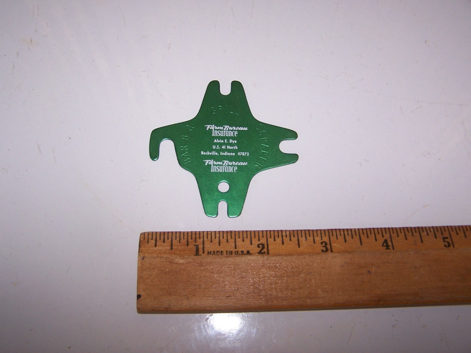 ALVIN E. DYE FARM BUREAU INSURANCE Metal Bar B Q Grill Scraper ROCKVILLE INDIANA