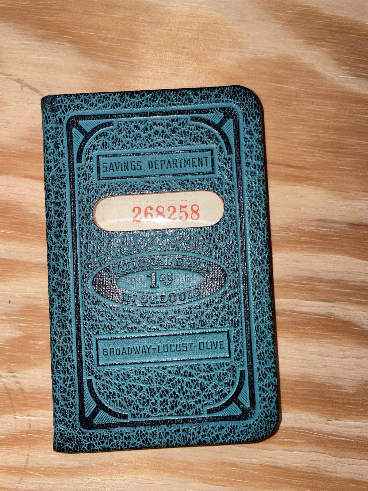 Broadway-Locust olive The First National Bank Savings Book