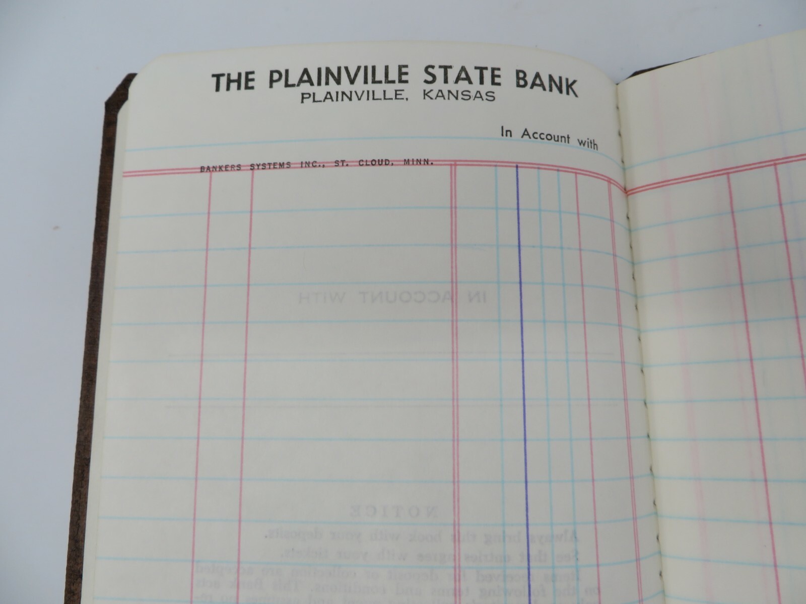 Vtg Account Book Plainville State Bank PLAINVILLE, KANSAS 8.25″ x 3.5″ Leather