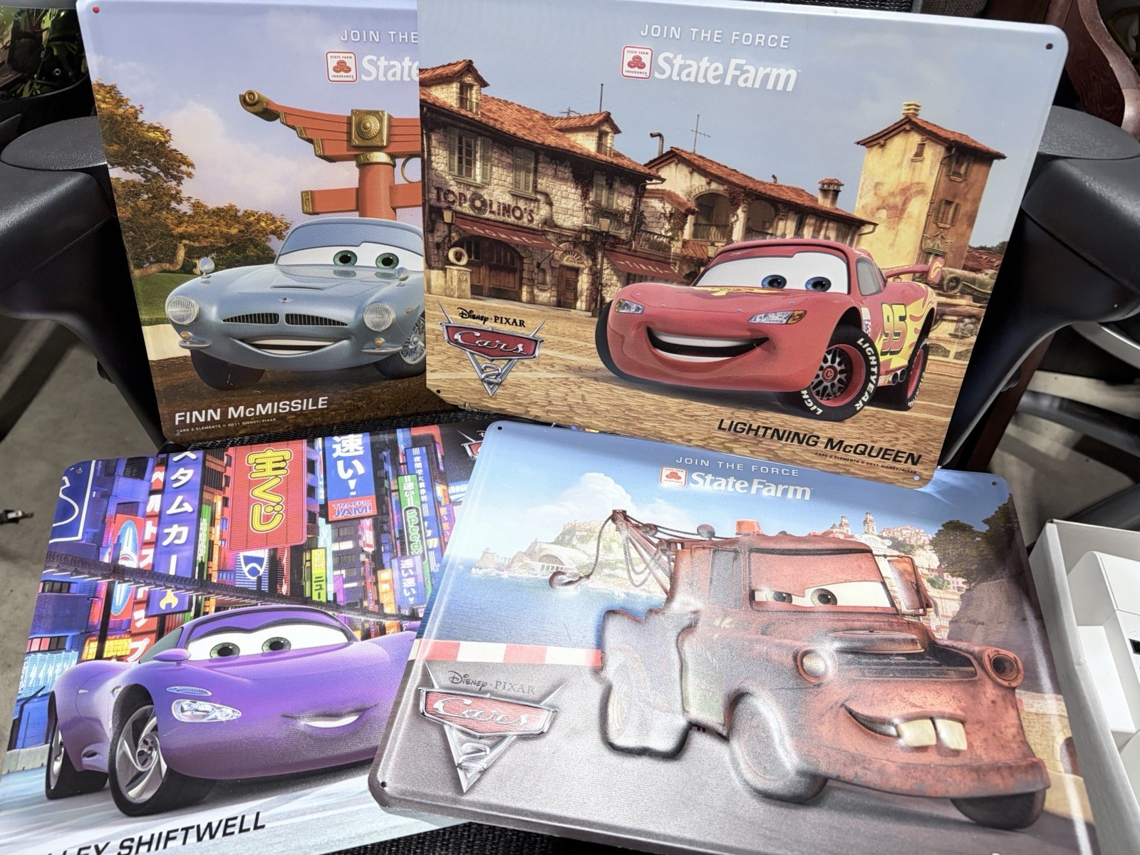 Lot of 4 2011 Disney Pixar State Farm 11″x14″ Cars 2 “Join The Force”