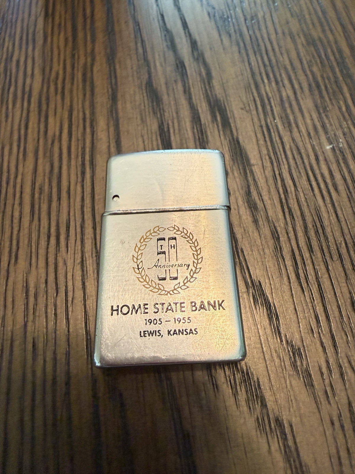 Advertising Lighter Home State Bank 50th Anniversary, 1955, Lewis, Kansas