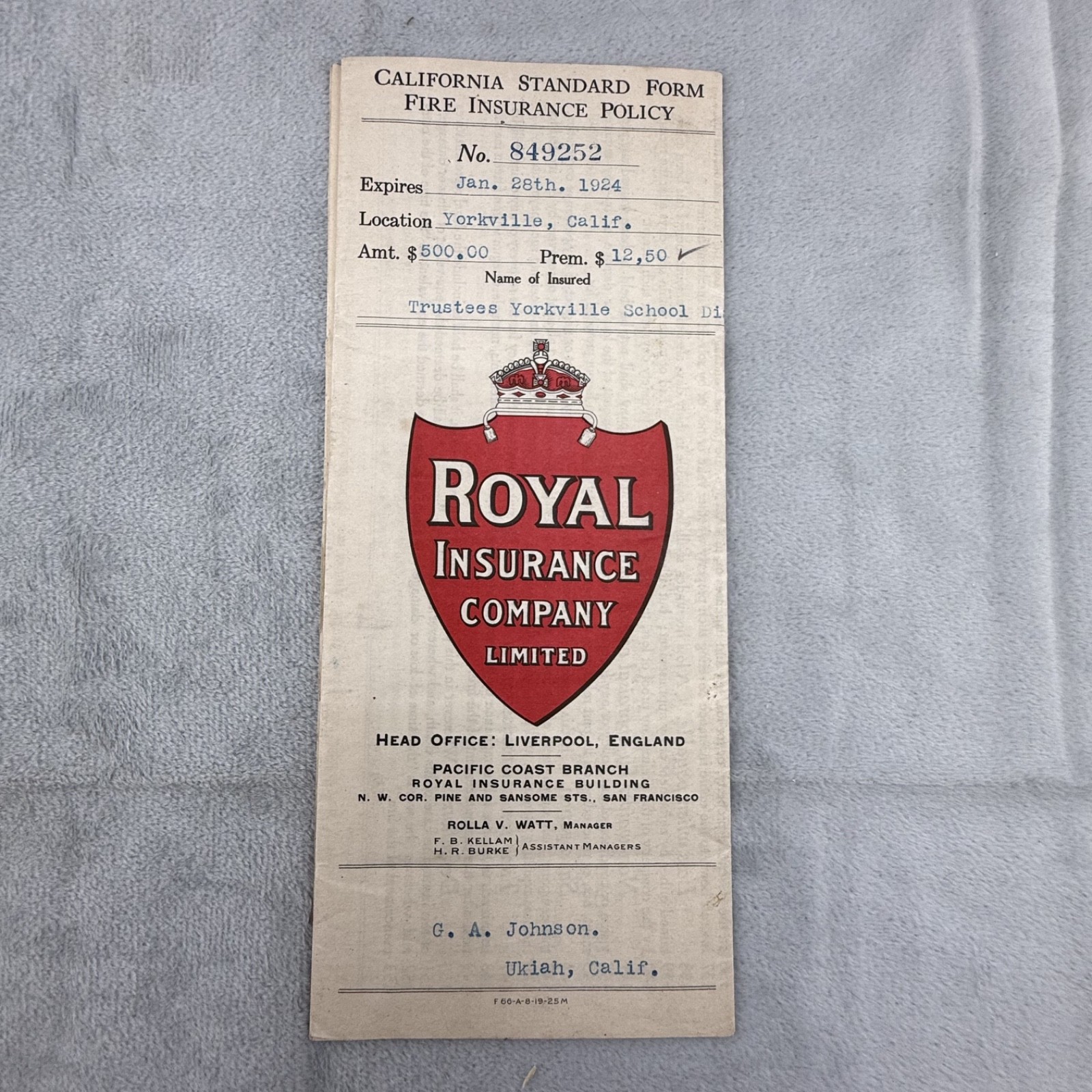Vintage Royal Insurance Company Policy Liverpool Lot of 7