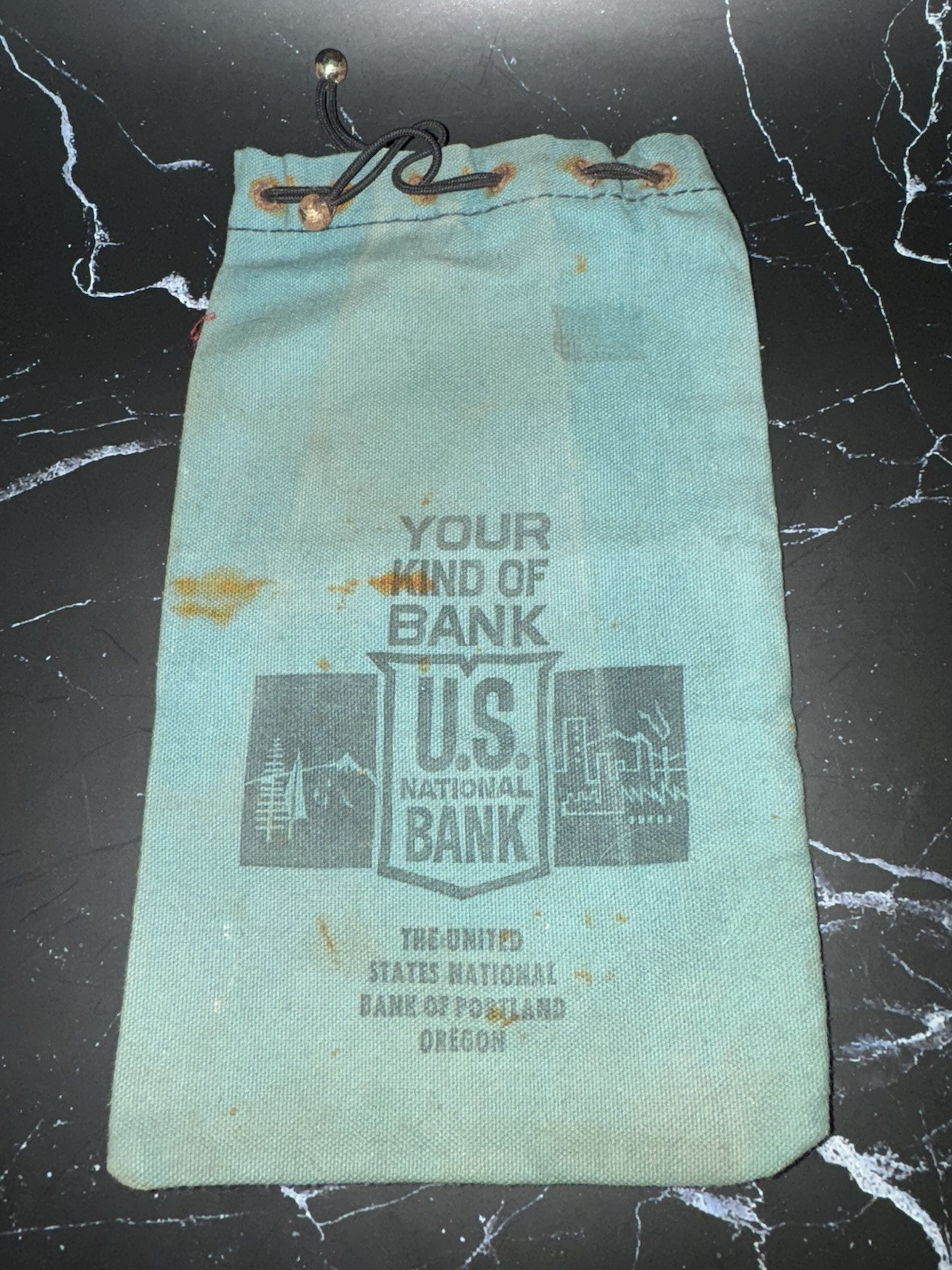 Vintage The United States National Bank of Portland Money Bag